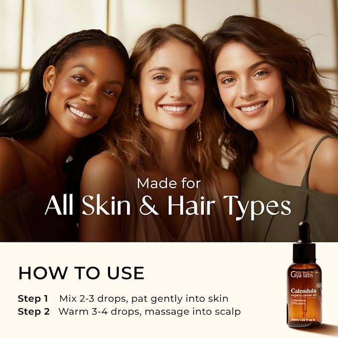 Gya Labs Calendula Carrier Oil - 1 Fl Oz - for Hair, Skin, Face, Scalp & Body Massage - Bloomnest
