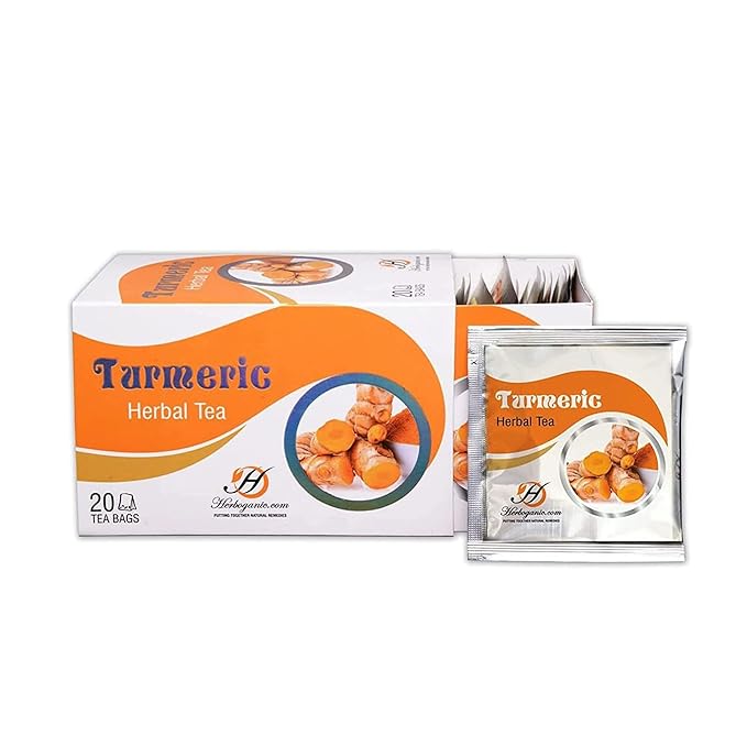 HERBOGANIC Turmeric Herbal Tea - Digestion Support and Immune Boost | Refreshing and Delicious Blend | Natural Ingredients | 20 Tea Bags - Bloomnest