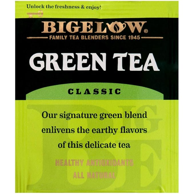 Bigelow Green Tea 28-Count Boxes (Pack of 6) Premium Bagged Green Tea Bright Antioxidant-Rich All Natural Medium-Caffeine Tea in Individual Foil-Wrapped Bags - Bloomnest