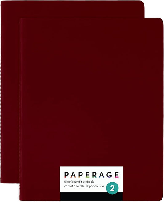 PAPERAGE Soft Cover Lined Journal Notebook, 2 Pack, (Burgundy), 100 Pages, Large 7.5 inches x 9.5 inches, College Ruled, Ideal for Note Taking & Travel Journal - Bloomnest
