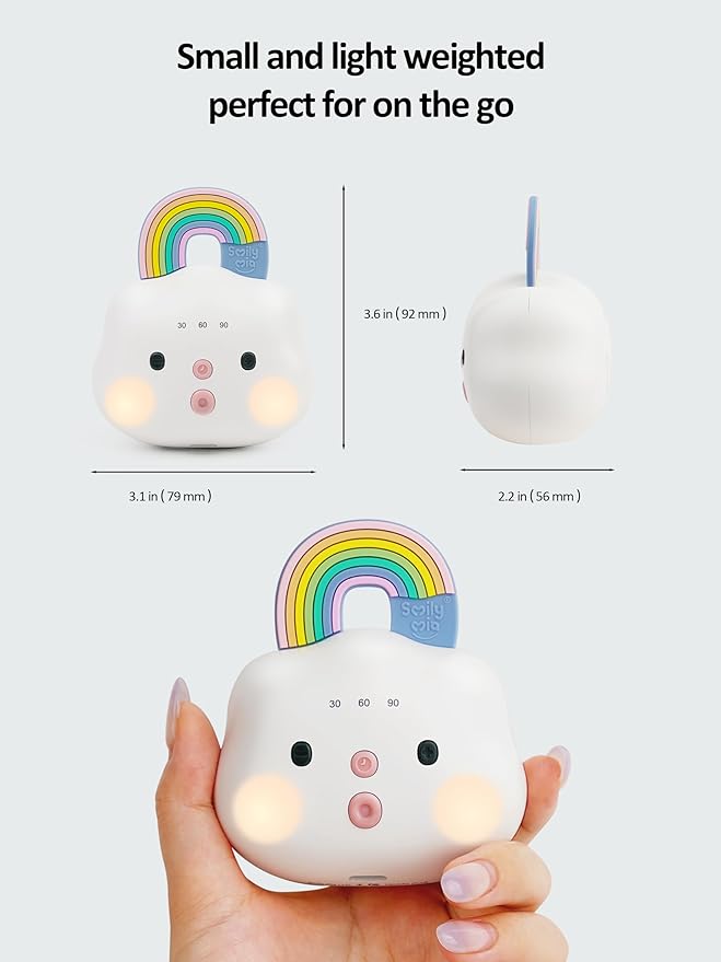 Smily Mia Portable Sound Machine for Babies |White Noise Machine Baby| Sleep Soother |14 Soothing Sounds | Shush | Travel | Registry Gift | Baby Shower | New Born Essentials, Attach to Stroller/Crib - Bloomnest