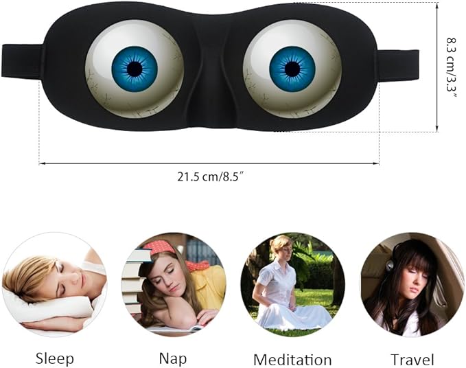 Tphon Eye Sleep Mask Funny Blindfold for Women Men Kid, Upgraded 3D Contoured 100% Blackout Sleeping Mask with Adjustable Strap, Soft Night Blindfold Eye Shades for Travel Naps Shift Works Games - Bloomnest
