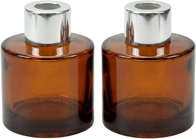 2 Pcs Empty Glass Aromatherapy Diffuser Bottles Essential Oils Containers Flower Bud Vases DIY Replacement Aromatherapy Diffuser Crafts Perfect for Home Fragrance Bathroom Decoration(Amber) Bloomnest