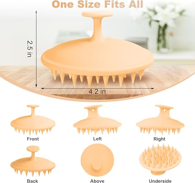 Meartchy Silicone Scalp Massager Shampoo Brush, Scalp Scrubber for Hair Growth (Salmon Pink) Meartchy