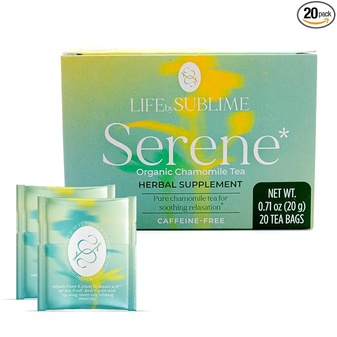 Life by Sublime - Serene USDA Organic Chamomile Tea, 20 Tea Bags, Caffeine-Free Herbal Tea, Promotes Calmness, Relaxation, and Restful Nights, Premium Brazilian Harvest - Bloomnest