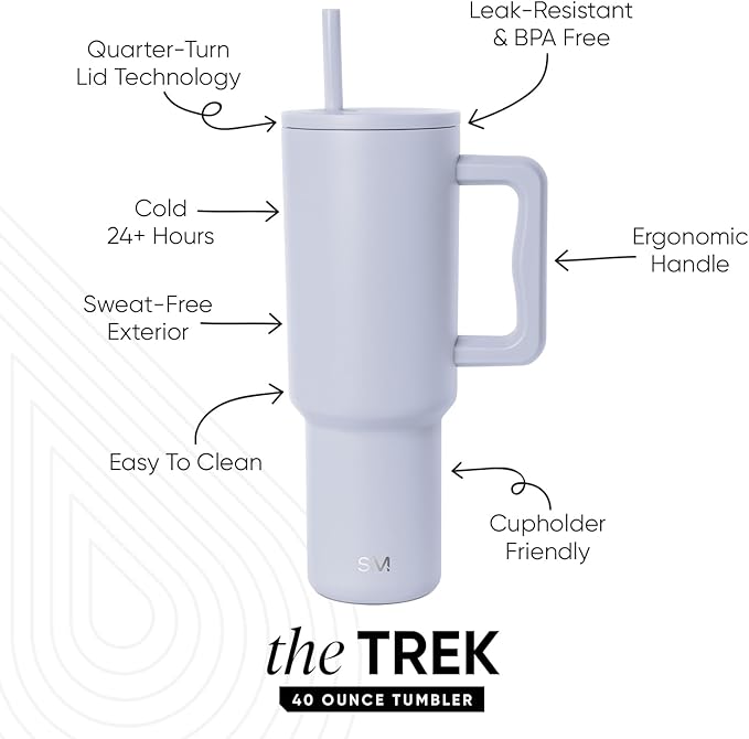 Simple Modern 40 oz Trek Tumbler with Handle and Straw Lid | Cup Holder Friendly Insulated Stainless Steel Travel Mug | Dreamscape SimpleModern
