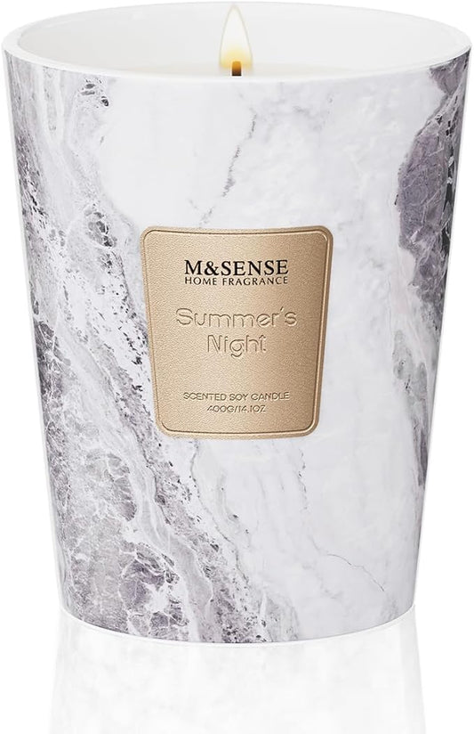 M&SENSE Summer Night Scented Candles for Home, Lead-Free Wick Highly Scented Jar Candles, 14.1 Oz 80 Hours Lasting Burning Candles Gifts for Women, Relaxing Aromatherapy Candle for Stress Relief - Bloomnest