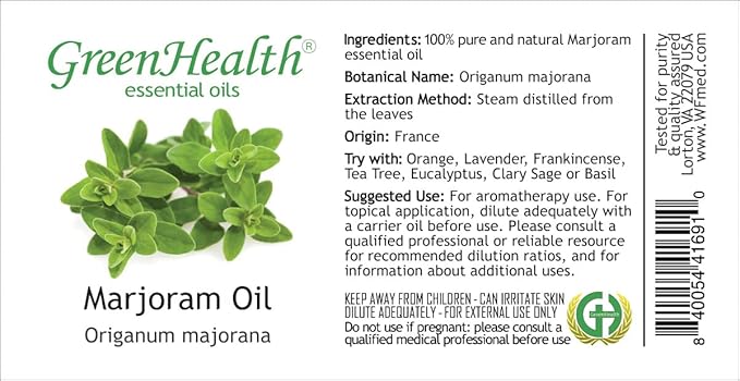 2 fl oz - Marjoram Essential Oil - 100% Pure Essential - GreenHealth