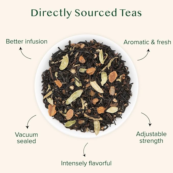 VAHDAM Vanilla Spiced Masala Chai | 3.53oz (50 Cups) Gluten Free Delicious Blend Of Vanilla & Masala Chai | Spiced Chai Tea Loose Leaf | Brew As Hot, Cold Or Iced Tea | Vacuum Sealed Pack - Bloomnest