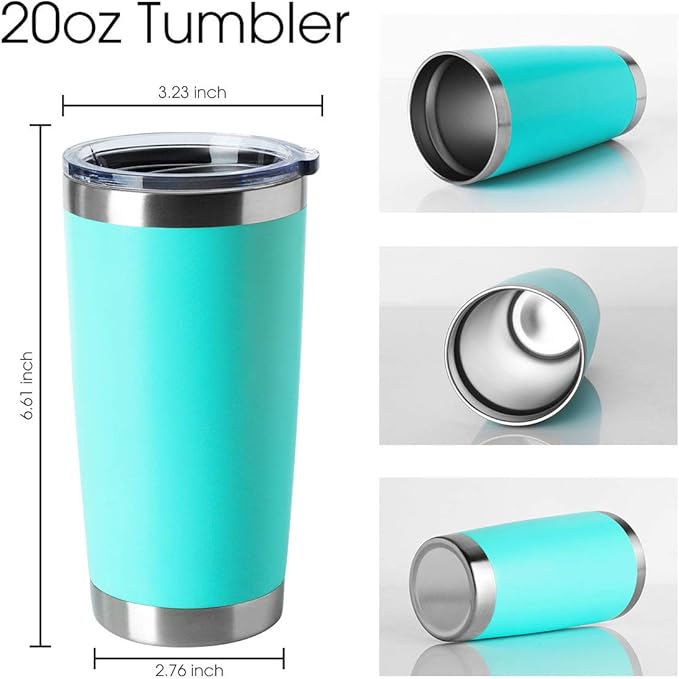 HASLE OUTFITTERS 20oz Tumblers Bulk Stainless Steel Cup with Lid Double Wall Vacuum Insulated Coffee Mug for Cold & Hot Drinks 8 Pack, Light Blue - Bloomnest