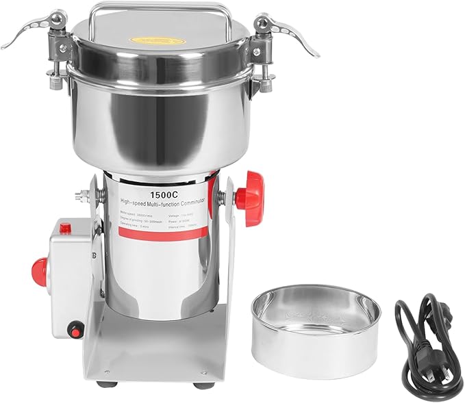 Electric Grain Mill Grinder, 1500g/3.31lbs High-speed 30000r/min Food Grinder, 110V 4100W Countertop Grain Mill for Dry Spice Herbs Grains Coffee Rice Pepper (1500g) - Bloomnest
