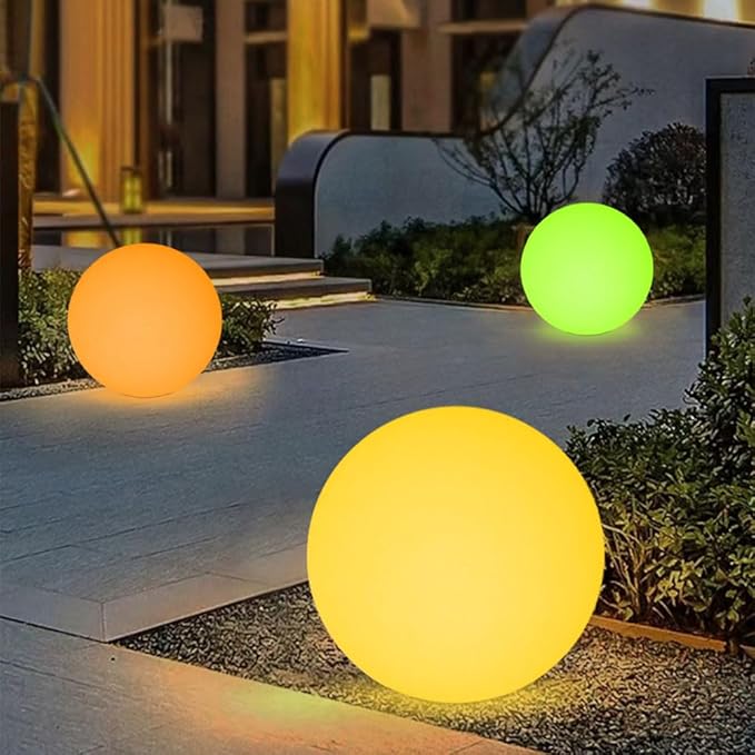 20-in LED Glowing Ball Light, Large Rechargeable LED Globe Orb Light w/Remote, Dimmable RGB Color Changing Globe Floor Lamp, Indoor/Outdoor Waterproof Mood Lamp for Home Garden Patio Lawn Party Decor - Bloomnest