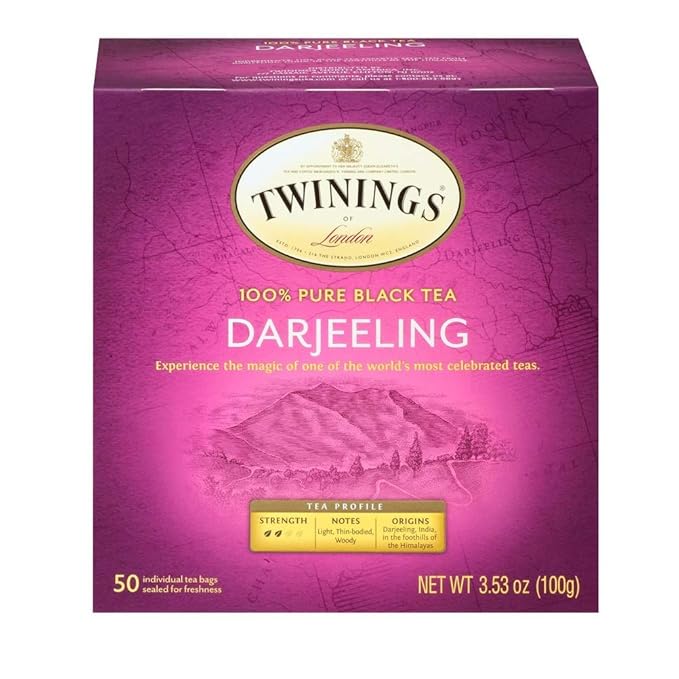 Twinings Darjeeling Tea - A Delicate, Dry Black Tea, Sophisticated Coffee Alternative with Less Caffeine, Individually Wrapped Tea Bags, 50 Count - Bloomnest