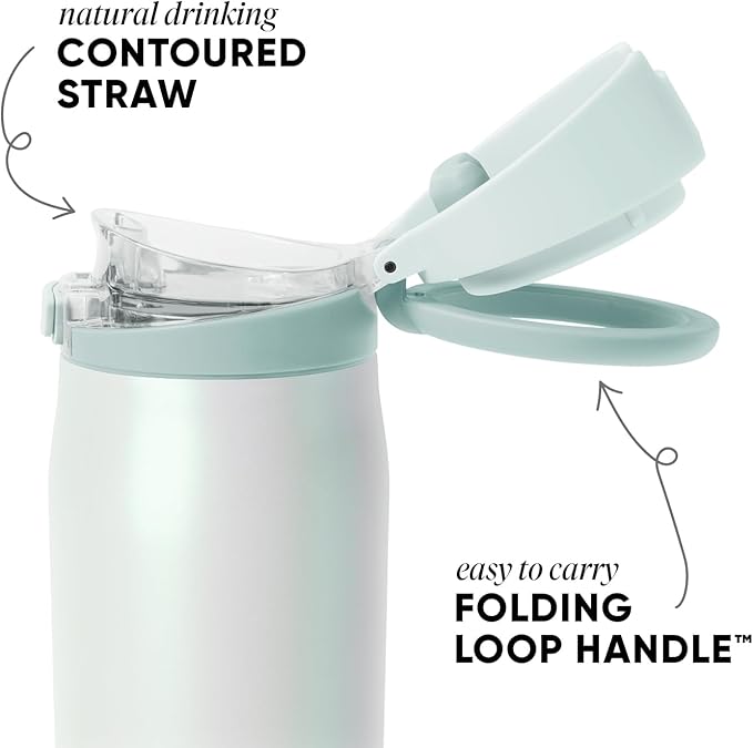 Simple Modern Mesa Loop Water Bottle with Covered Straw and Handle | 30oz Cup Holder Friendly Insulated Stainless Steel Bottles for Travel, Sports and School | Spring Air Pearl SimpleModern