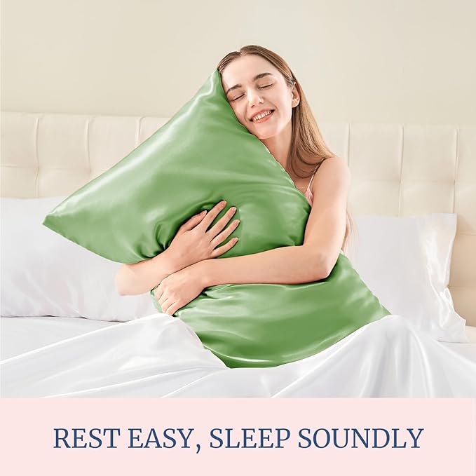 BEDELITE Satin Pillowcase for Hair and Skin, Super Soft and Cooling Similar to Silk Pillow Cases 2 Pack with Envelope Closure, Gift for Women Men(20"x40" King Size, Sage Green) - Bloomnest