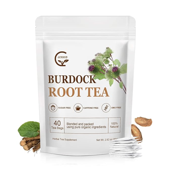 Burdock Root Tea Bags - Digestion & Improving Liver Support, Premium Burdock Root, with Antioxidants, Minerals & Vitamin C, Caffeine Free, 40 Tea Bags - Bloomnest