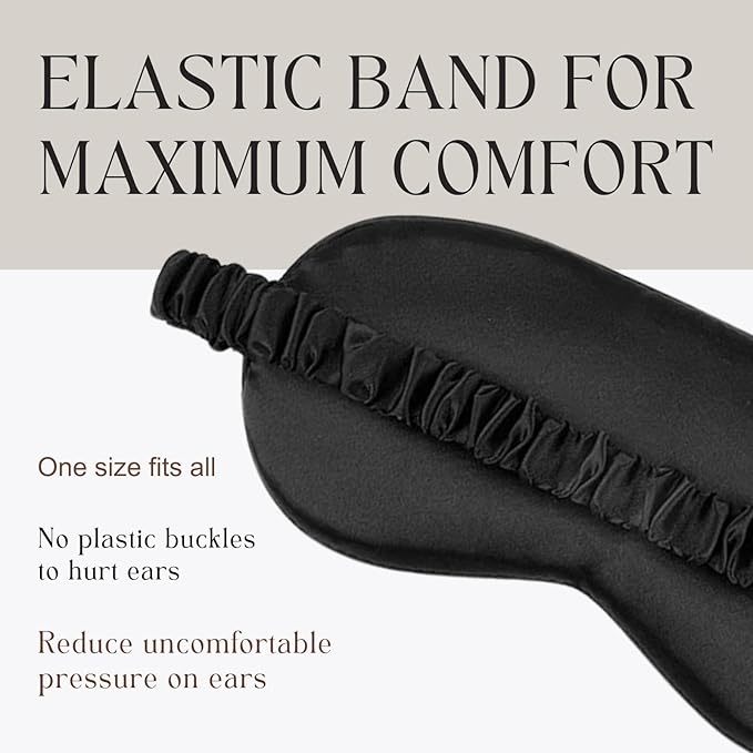 Silk Satin Sleeping Eye Mask, Black Sleep Eye Mask Night Blindfold for Women and Men, Soft Breathable Blackout Eyeshade Eye Cover for Travel, Wedding Bridesmaid Gift - Bloomnest