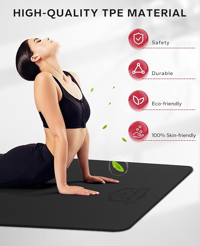 HAPBEAR Extra Large Yoga Mat - 72"x48"/78"x54", 1/4" & 1/3" Thick, Non-Slip, Durable, Eco-Friendly, Wide Exercise Mat for Home Workouts, Yoga, Pilates, Stretching, Meditation (Barefoot Exercise) - Bloomnest