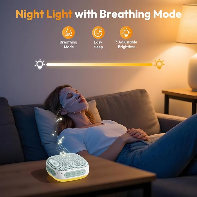 Portable Sound Machine for Travel, White Noise Sound Machine for Sleeping, 52-Hour Lasting Mini Noise Machine with 21 Quality Non-looping Sounds, Headphone Jack, Memory, Timer for Adults,Hotel(Green