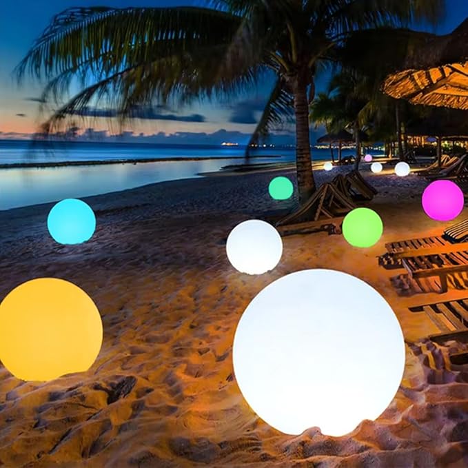 Large LED Glowing Ball Light, 20-in Outdoor LED Garden Orb Lights, Rechargeable Globe Lights RGB Color Changing Globe Floor Lamp Mood Lamp w/Remote, Waterproof Light Up Ball Light for Patio Lawn Decor - Bloomnest