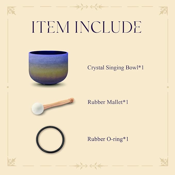 CVNC 440HZ 8 Inch Rainbow Colored A Note Third-Eye Chakra Frosted Quartz Crystal Singing Bowl for Sound Healing and Meditation - Bloomnest