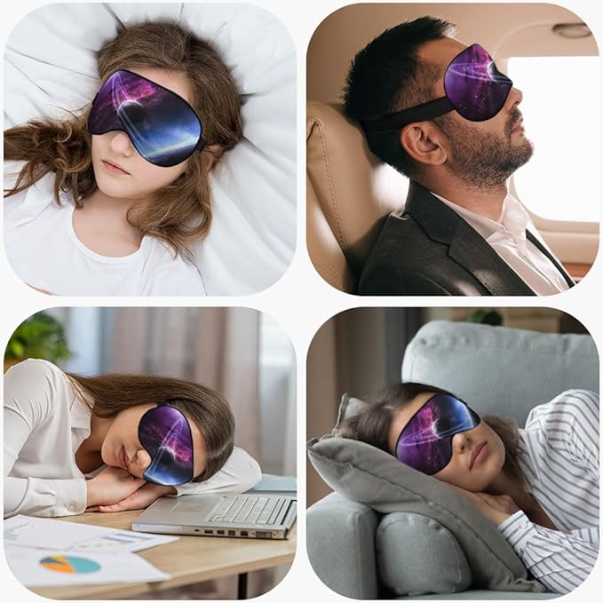 Universe Galaxy Sleep Eye Mask Eye Cover Abstract Saturn Mysterious Starry Sky Silk Eye Mask for Sleeping with Adjustable Strap for Travel Nap Shift Work Office - Bloomnest