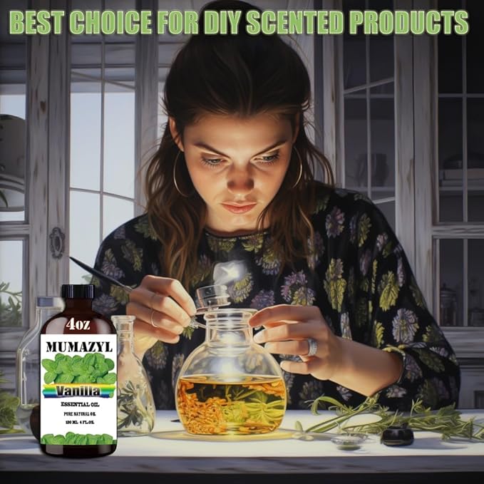Vanilla Essential Oil, Vanilla Oil 4 Fl Oz 120ML for Diffuser Humidifier Yoga Cleaning DIY Candle Soap Making Essential Oils - Bloomnest