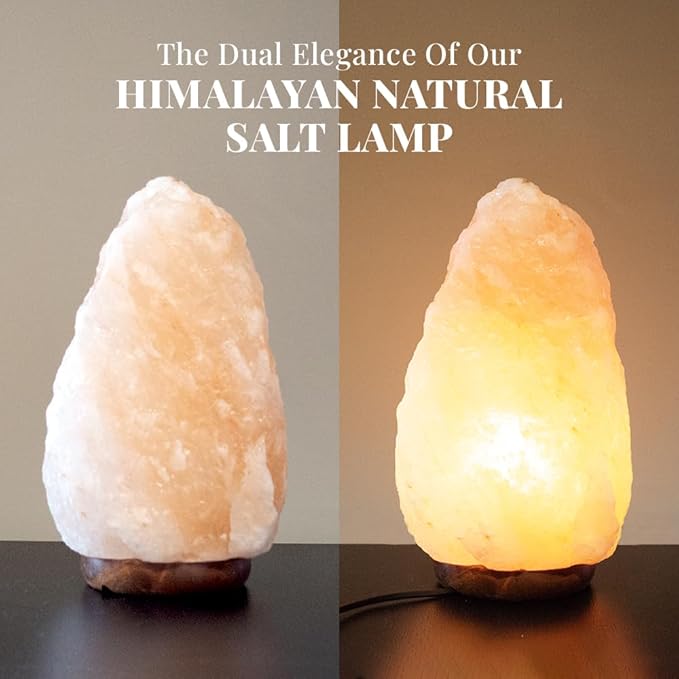 POHS 10–12 Inch Tall, 11–15 lbs Extra Large Himalayan Pink Salt Lamp | 100% Authentic Natural Hand-Carved Crystal Rock Salt Lamp with Wooden Base, Dimmable Cord & Bulb Replacement Included - Bloomnest