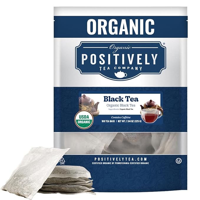 Organic Positively Tea Company, Organic Black Tea Bags, 100 Count, Eco-Friendly Tea Bags, Non-GMO - Bloomnest