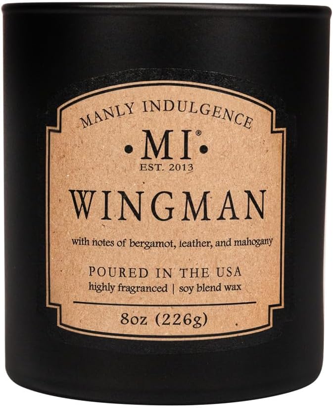 Manly Indulgence Wingman Scented Candles for Men, Premium Soy Blend Wax, 45H Burn, Candles for Home Scented, Gift-Ready Packaging - Made in The USA - Bloomnest