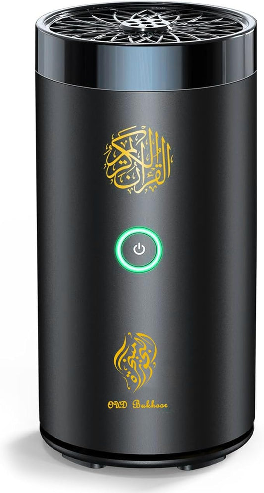 2 in 1 Electric Incense Burner with Quran Speaker, Rechargeble Bakhoor Burner Aroma Diffuser for Car Office Home Bedroom Living Room Study Spa (Black-1) - Bloomnest