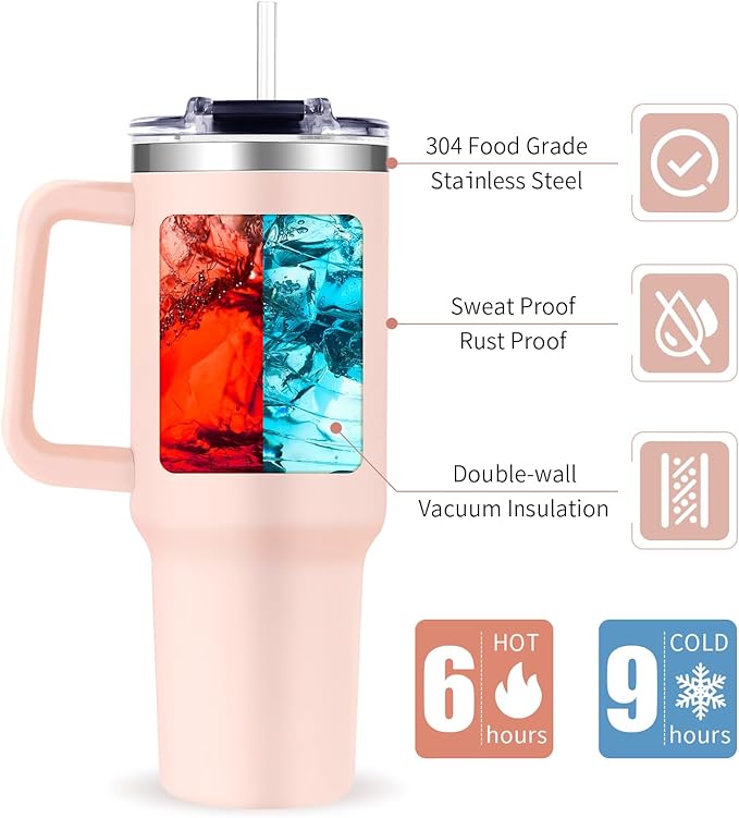 Monogrammed 40oz Tumbler with Handle for Women, Personalized Birthday Gifts for Women,Initial Cups for Woman Floral Letter S,Customized Gifts for Female Lady Gift for Mothers Day Christmas - Bloomnest