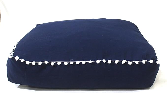 CRAFT KALA Meditation Floor Pillow Cover, Round Large Pillows Cover Seating for Adults, Bohemian Mandala Circle Cushions Cover for Outdoor Fireplace Yoga Living Room (Blue, 18" Square) - Bloomnest