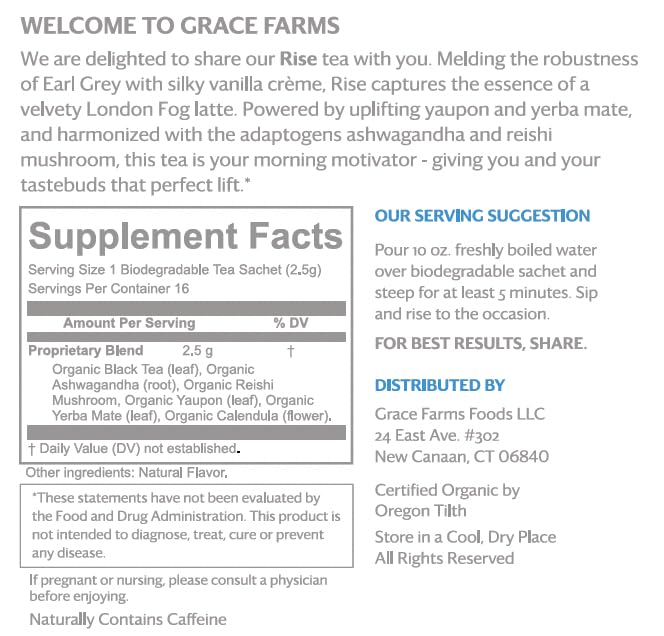 Grace Farms Organic Rise Wellness Blend Tea, 16 Ct - Bloomnest