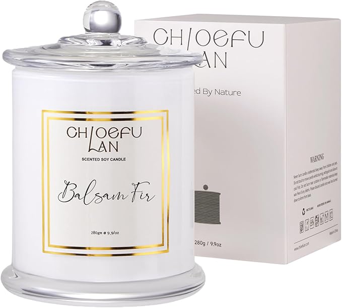 Chloefu LAN Balsam Fir Scented Candle, Holiday Candles for Home Scented with Notes of Cedarwood, Oak, Moss & Fir, Christmas Decor, Christmas Gifts for Women & Men, Winter Candles, 70 Hours 10 oz - Bloomnest