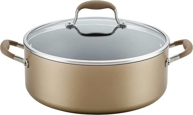 Anolon Advanced Home Hard-Anodized Nonstick Wide Stock Pot/Stockpot (7.5-Quart, Bronze) - Bloomnest