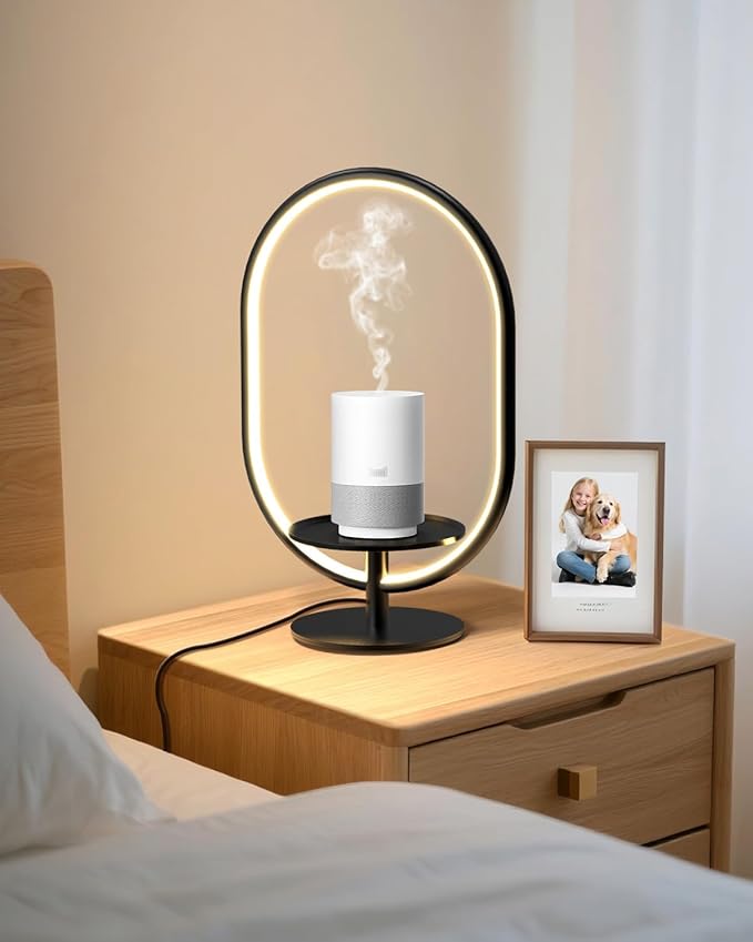 Modern LED Table Lamp with Storage Tray, Bedside Lamp with 3 Color Temperatures 10-Level Dimmable for Video Conference/Makeup/Streaming/Plants, LED Desk Lamp for Living Room Bedroom Office Decor - Bloomnest