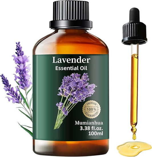 Pure Lavender Essential Oil, Mumianhua Natural Lavender Oil for Reed Diffuser, Laundry, Skin, Hair, Soap, Candles Making, Relaxation,Calming Rituals, Evening Wind-Down, Outdoor Fresh Air 3.38 Fl Oz - Bloomnest