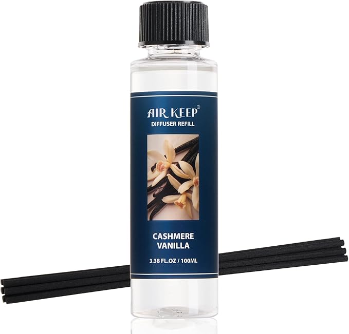 Airkeep Reed Diffuser Oil Refill/Cashmere Vanilla/3.38 oz / 1 Pack/Air Freshener & Aromatherapy Essential Oil Blend for Home Fragrance – Scented Refill Oil for Bathroom, Bedroom & Home Decor Airkeep