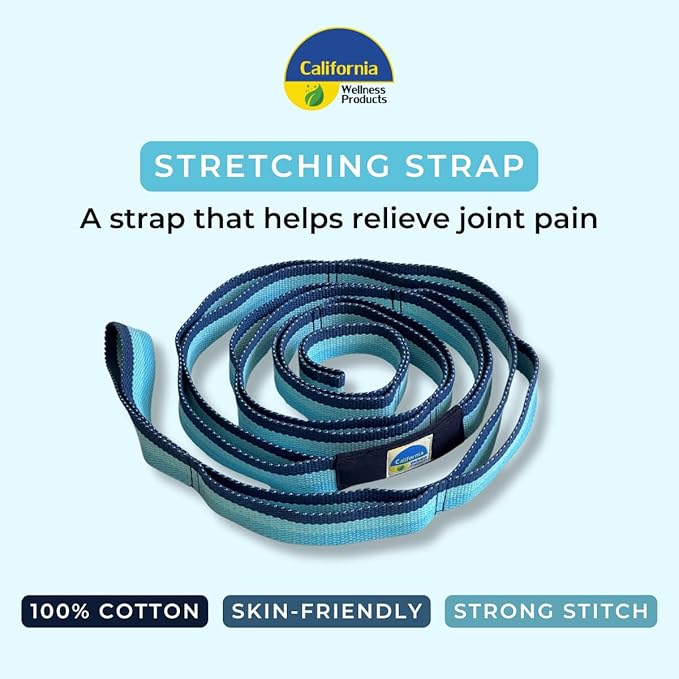 California Yoga Strap | Yoga Belt with Loops | 12 Multi Loop & Non-Elastic | Stretching Strap | Gym Workout & Exercise Bands | Physical Therapy | Improves Sitting Posture for Women & Men - Bloomnest