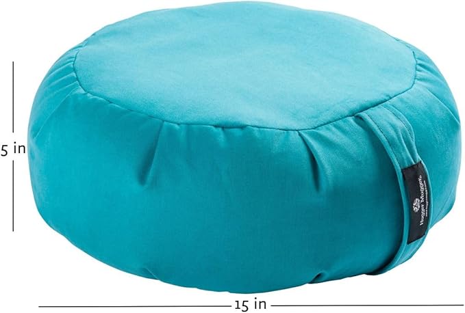 Hugger Mugger Zafu Meditation Cushion - Support in Cross-Legged Sitting, Buckwheat Filled, Durable Fabric, Convenient Handle, Handmade in USA