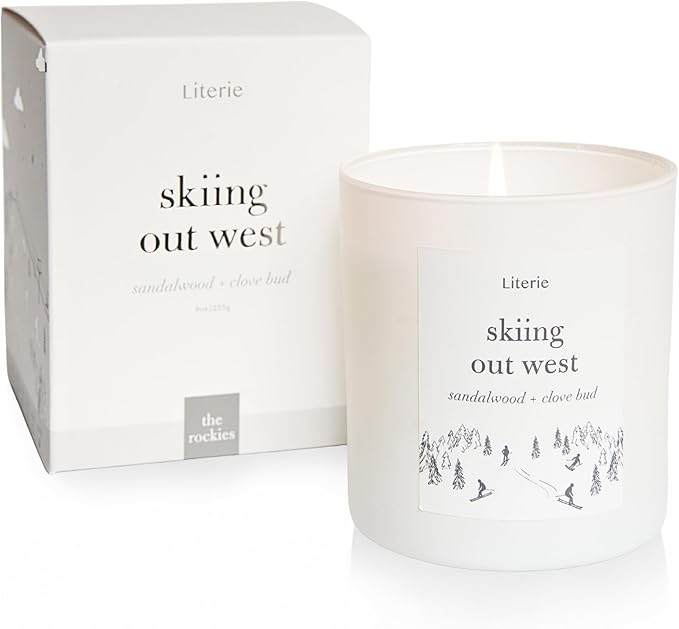 Literie NYC Inspired Scented Candle: Skiing Out West - Sandalwood & Clove Bud Scent, 9oz, 50 Hour Burn, Vegan Soy & Coconut Blend Candle for Home Decor, Gift for Women & Men - Bloomnest