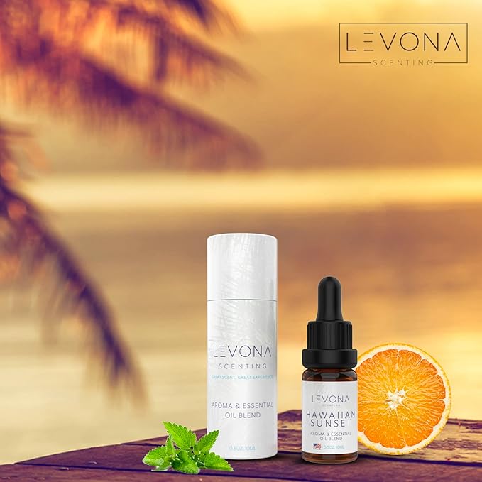Levona Scent Essential Oils - Scents for Home, Hotel & Office Use - Perfect for Home Diffuser & Humidifiers - Aroma Fragrance Oil, Ideal for Massage, Relaxation, and Spa - Hawaiian Sunset, 10ml - Bloomnest