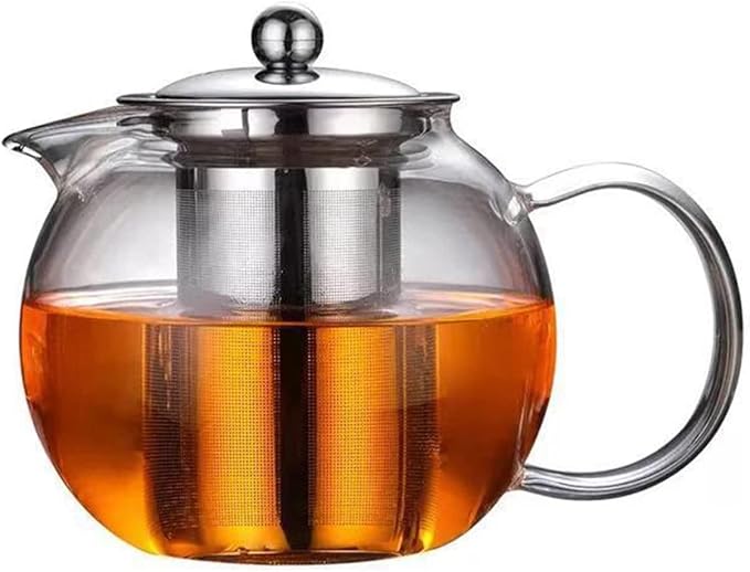Glass Teapot with Removable Infuser Stovetop & Microwave Safe Borosilicate Clear Glass Teapot (22OZ) - Bloomnest