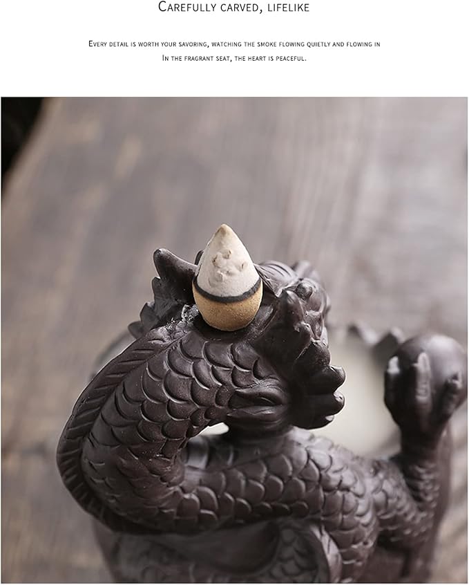 Dragon Waterfall Incense Holder - Ceramic Backflow Burner with Skull Head, Zen Meditation Decor for Home, Bedroom, Yoga Studio - Unique Dragon Statue Gift for Aromatherapy & Relaxation - Bloomnest