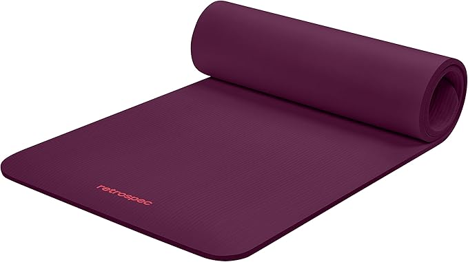Retrospec Solana Yoga Mat 1/2" Thick w/Nylon Strap for Men & Women - Non Slip Exercise Mat for Yoga, Pilates, Stretching, Floor & Fitness Workouts - Bloomnest