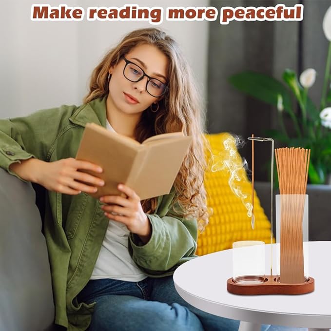 2 in 1 Glass Incense Holder, Incense Sticks Burner Holder with Storage, Anti-Ash Incenses Burner, Hang Upside Down Incenses Holder for Meditation Yoga Spa Home Decor - Bloomnest