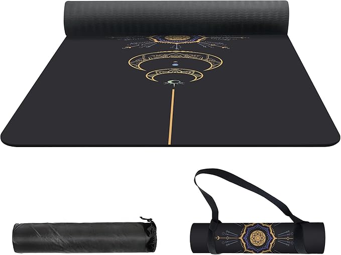nuveti Yoga Mat Print Extra Thick TPE Non Slip Fitness Exercise Mat with Carrying Bag,72"x24" Extra Thick 6MM Exercise & Workout Mat for Yoga, Pilates Fitness and Floor Exercises - Bloomnest