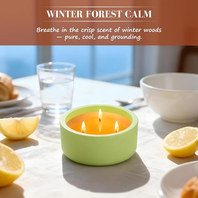 Viyffo Fall Candles - Lemon & Vanilla, 3 Wick Large Scented Candle, 20oz Soy Candles for Women & Men, Non Toxic Aromatherapy Candle, Ceramic Velas Perfect for Autumn Home Decor & Gift - Bloomnest