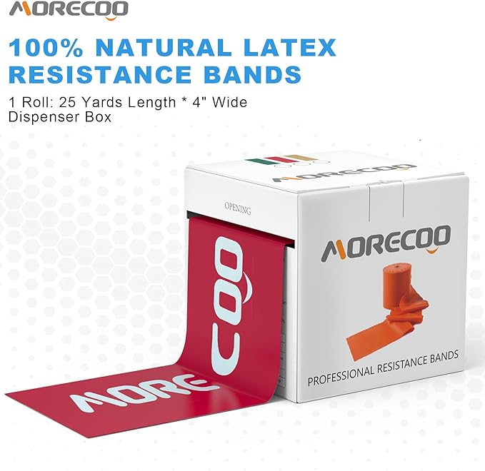 MORECOO Risistance Bands, 25 Yard Roll Professional Latex Stretch Bands for Physical Therapy, Elastic Bands for Upper & Lower Body Exercises, Lower Pilates, Home Workouts & Rehab, Core Exercise - Bloomnest
